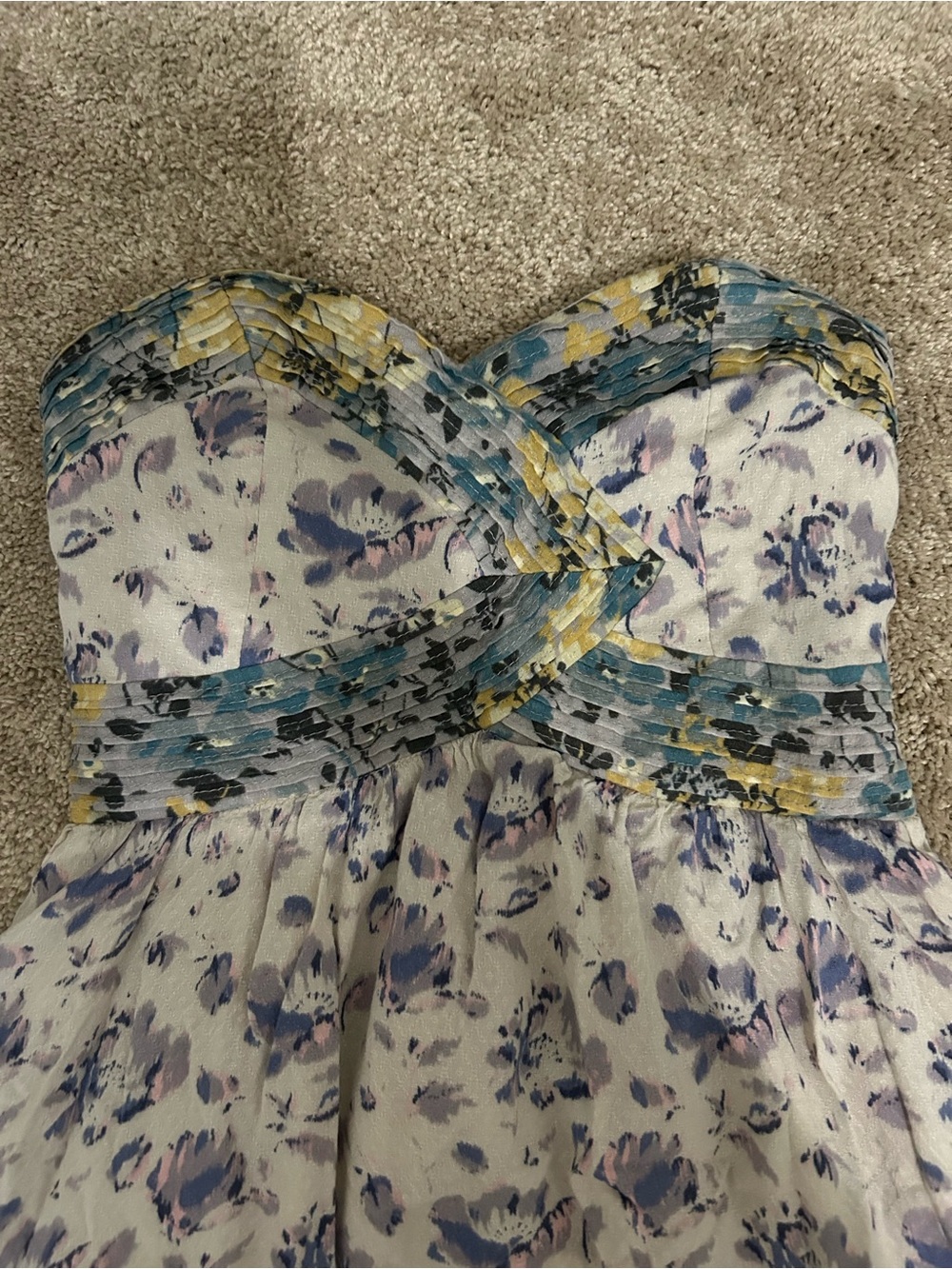 Kimchi Blue Strapless Floral Mini Dress in White and Lavender - Picture 3 of 4